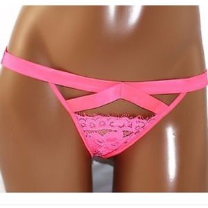 VS VERY SEXY PINK SATIN LACE THONG PANTY PANTIES